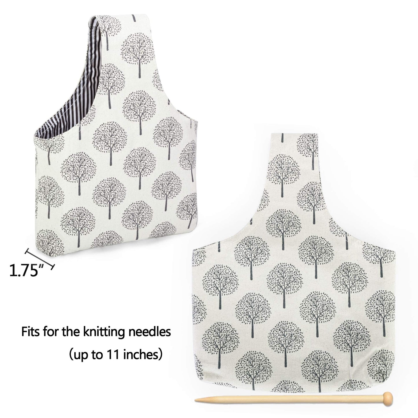 Teamoy Knitting Tote Bag, Travel Project Wrist Bag for knitting Needles(up to 11 Inches), Yarn and Crochet Supplies, Multipurpose, Perfect Size for Knitting on The Go (Small, Tree)