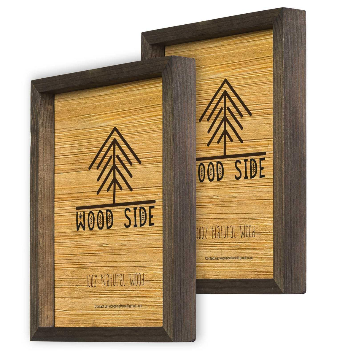 Brown Wooden Picture Frame 12x18 - Natural Rustic Solid Wood Thick Borders, Wall Mounting Poster Photo Frames