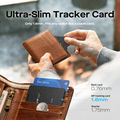 2026 Mobile Pixels Wallet Tracker Card, Works with (iOS and Android), Ultra Slim Rechargeable Bluetooth Tracker, Tracker Key Finder, Portable Item Locator for Wallet, Bags, Luggage (1- Pack)