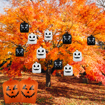 Giiffu 9-Pack Halloween Leaf Bags with Twist Ties – Heavy Duty Pumpkin Yard Waste Bags for Lawn, Garden, Porch, Indoor & Outdoor Halloween Decorations