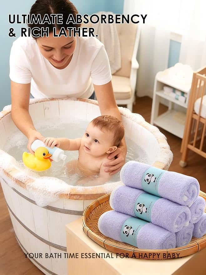 HIPHOP PANDA Baby Washcloths, Rayon Made from Bamboo
