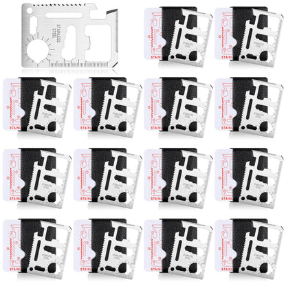 WILLBOND 24 Sets 11 in 1 Credit Card Multitool Fathers Day Christmas Men Gift Multipurpose Tactical Wallet Tool Christmas Bottle Opener for Men Birthday Dad(Silver)