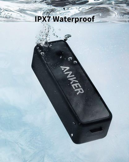 Anker Soundcore 2 Portable Bluetooth Speaker with 12W Stereo Sound, BassUp, IPX7 Waterproof, 24-Hour Playtime, Wireless Stereo Pairing, Speaker for Home, Outdoors, Travel