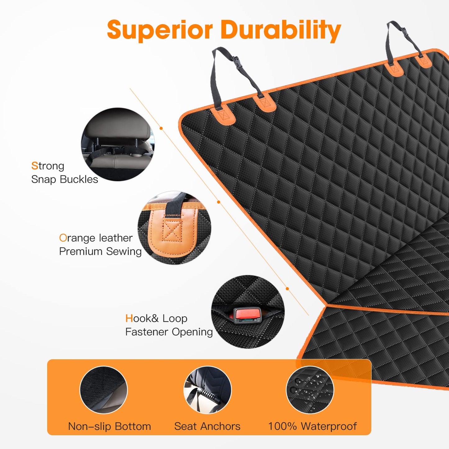JOEJOY Dog Car Seat Cover - Waterproof Back Seat Cover for Dogs, Non-slip & Scratch Proof Car Seat Cover for Dogs, Easy to Clean Car Back Seat Cover Universal fits SUVs Cars