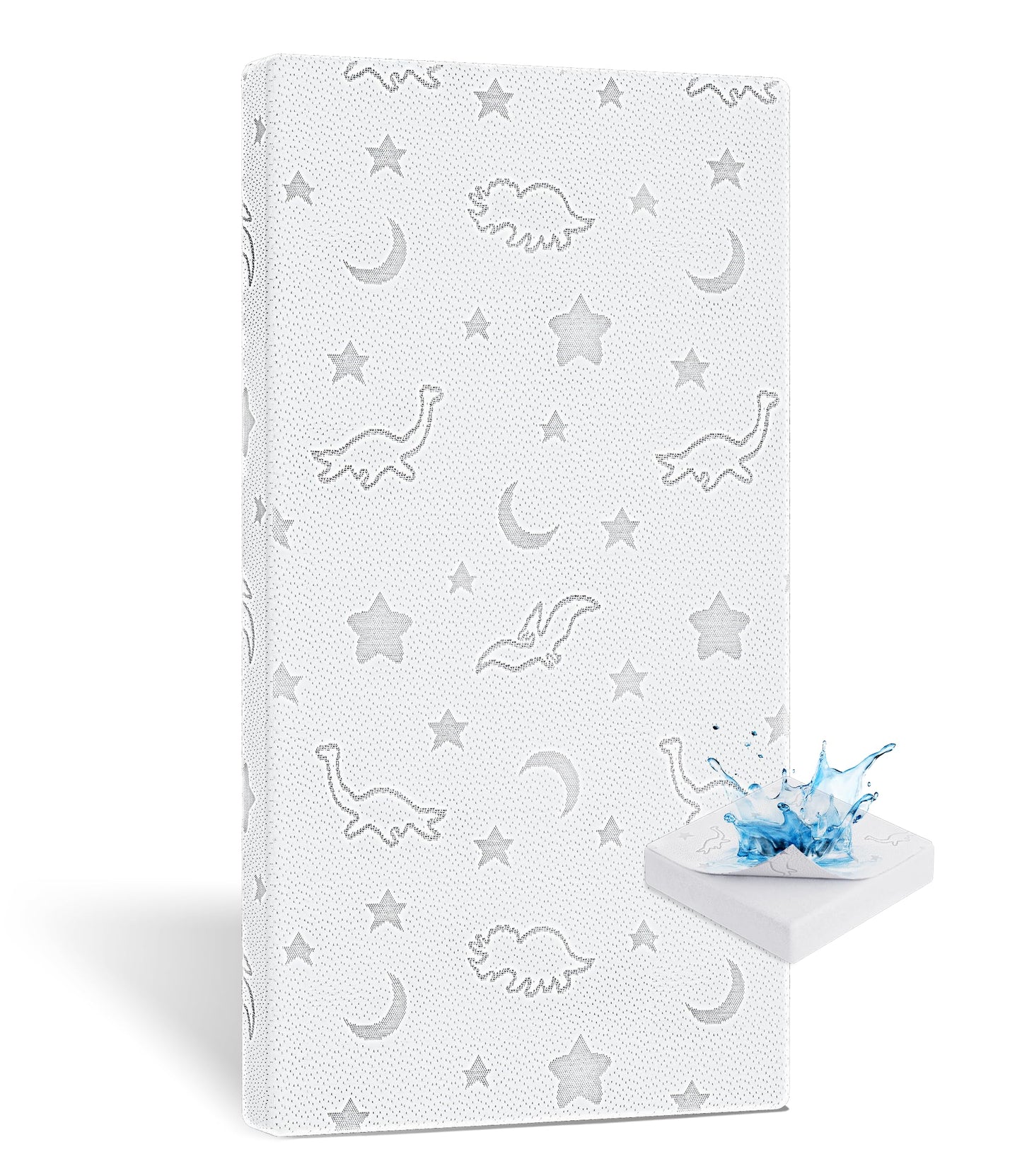 SJEUQOP Crib Mattress Topper 2" x 27.5" x 52", High Density Foam Breathable Baby and Toddler Mattress Topper with Waterproof Removable and Washable Cover, Fits Standard Cribs and Toddler Beds