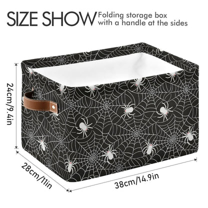 senya Halloween Basket, Large Foldable Storage Basket with Handles, Halloween Spider Web Fabric Collapsible Storage Bins Organizer Bag