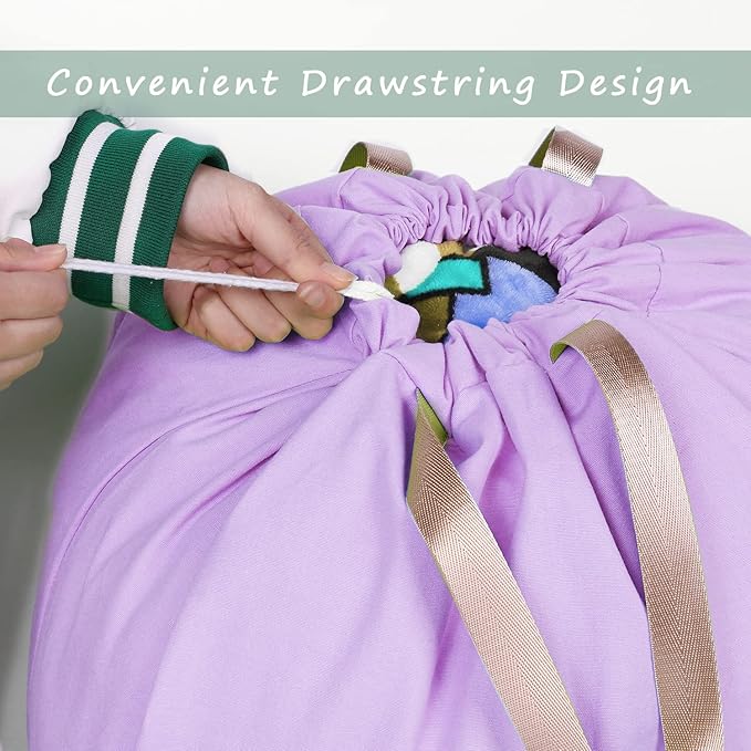 Cotton Canvas Laundry Bag with Handles & Drawstring Straps, Heavy Duty Extra