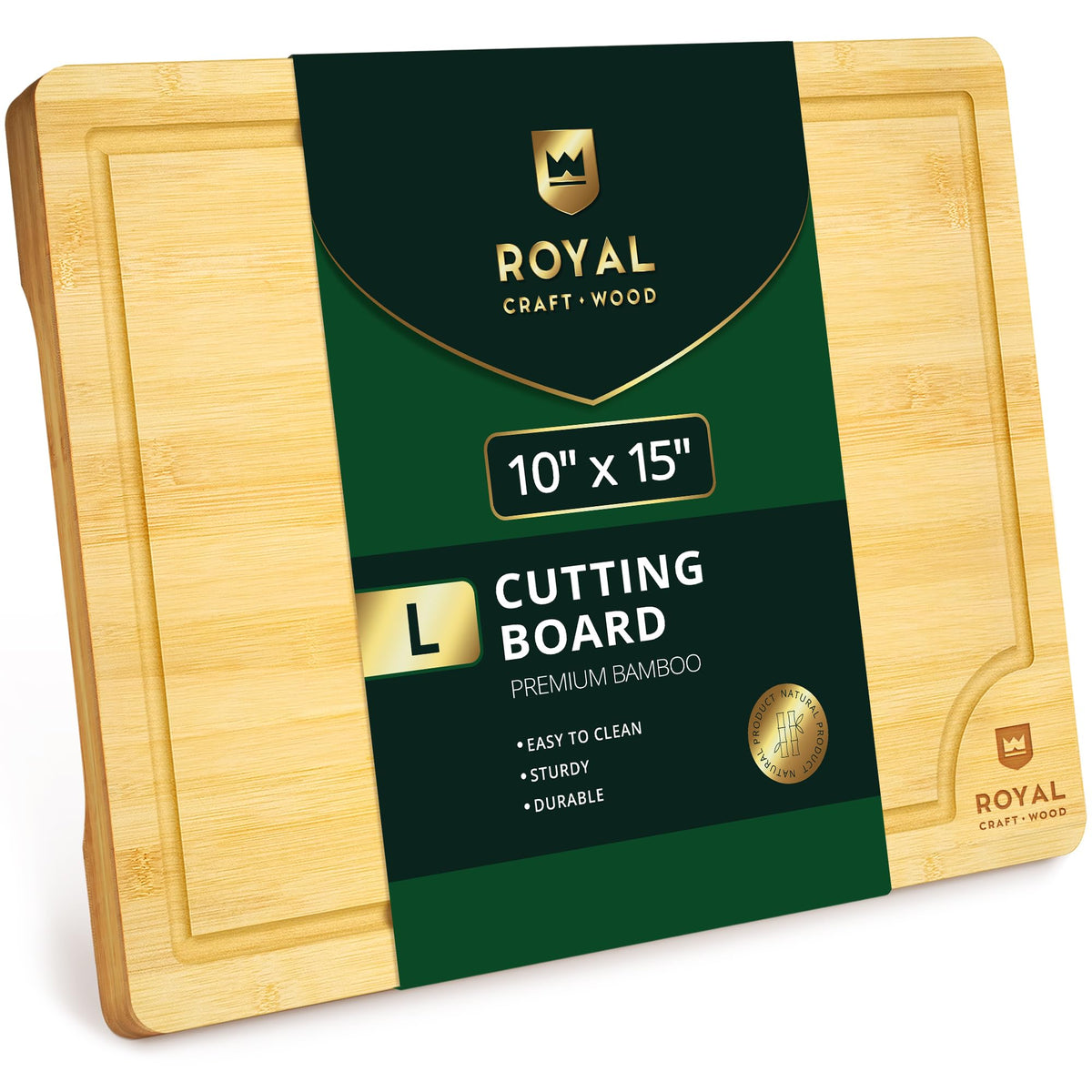 ROYAL CRAFT WOOD Bamboo Cutting Board with Juice Groove - Kitchen Chopping Board for Meat Cheese and Vegetables, Heavy Duty Serving Tray