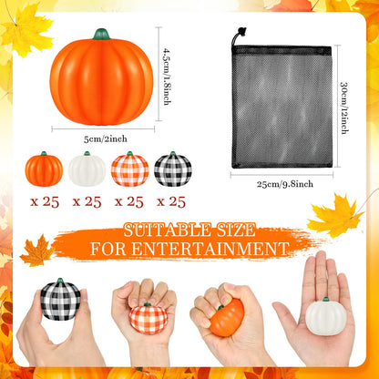 Leyndo 24 Pcs Thanksgiving Pumpkin Stress Balls Bulk Stress Relief Mini Foam Squeeze Ball Halloween Party Favors with Storage Bag for Bag Fillers Carnival Reward (Vivd Style)