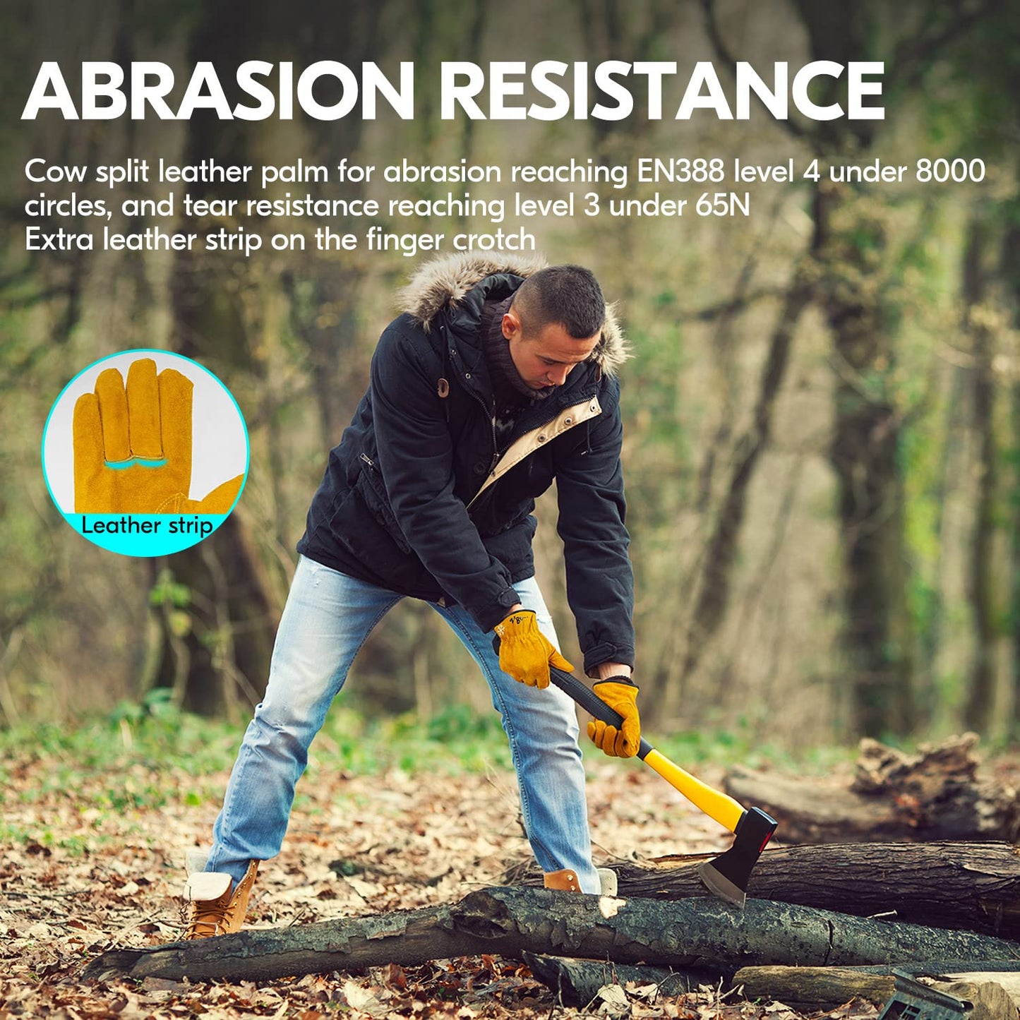 Vgo... Winter Work Gloves Gardening in Cowhide, Thermal Gardening Gloves in leather in Cold Weather for Freezer Yard Warehouse Utility, 1 pair