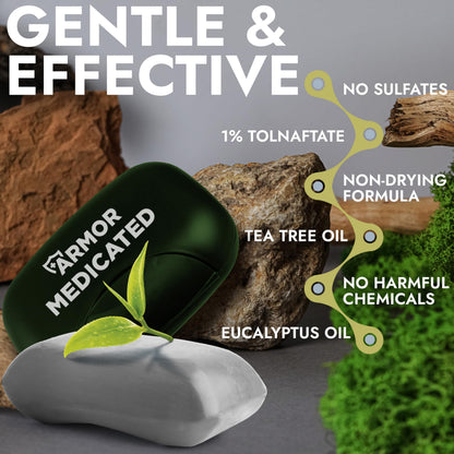 Antifungal Soap | Medicated Jock Itch Treatment, Fights Ringworm & Athlete's Foot | Soothing Tea Tree & Eucalyptus | 1% Tolnaftate for Effective Relief | Travel-Friendly with Soap Case