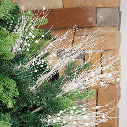 SLKING STORE SLK 16-Pack Artificial Glitter Berry Stem Ornaments, Christmas Decorative Glittery Twigs, Picks, Branches for Tree, Wreath, Small Vase, Halloween Party (White)