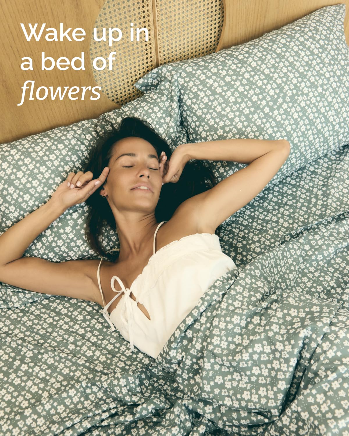 Floral Sheets - Green Floral Bed Sheet Set - 1 Flat, 1 Fitted & 1 Pillowcase w/ Deep Pockets - Comfy, Wrinkle & Fade-Free - Boho Botanical Bedding - Ultra-Soft, Breathable and Cooling - Twin Size Set