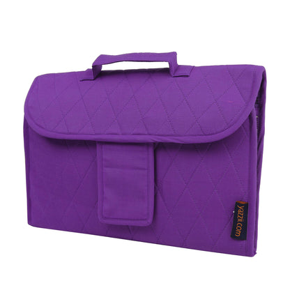 Yazzii Trifold Craft Project Case - Craft Organizer, Travel Tote Bag with Clear Pockets & Handle - Crafts, Crochet, Sewing Accessories - Purple