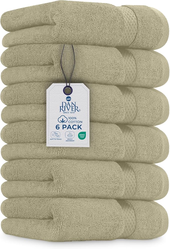 DAN RIVER 6-Pack Premium Hand Towels