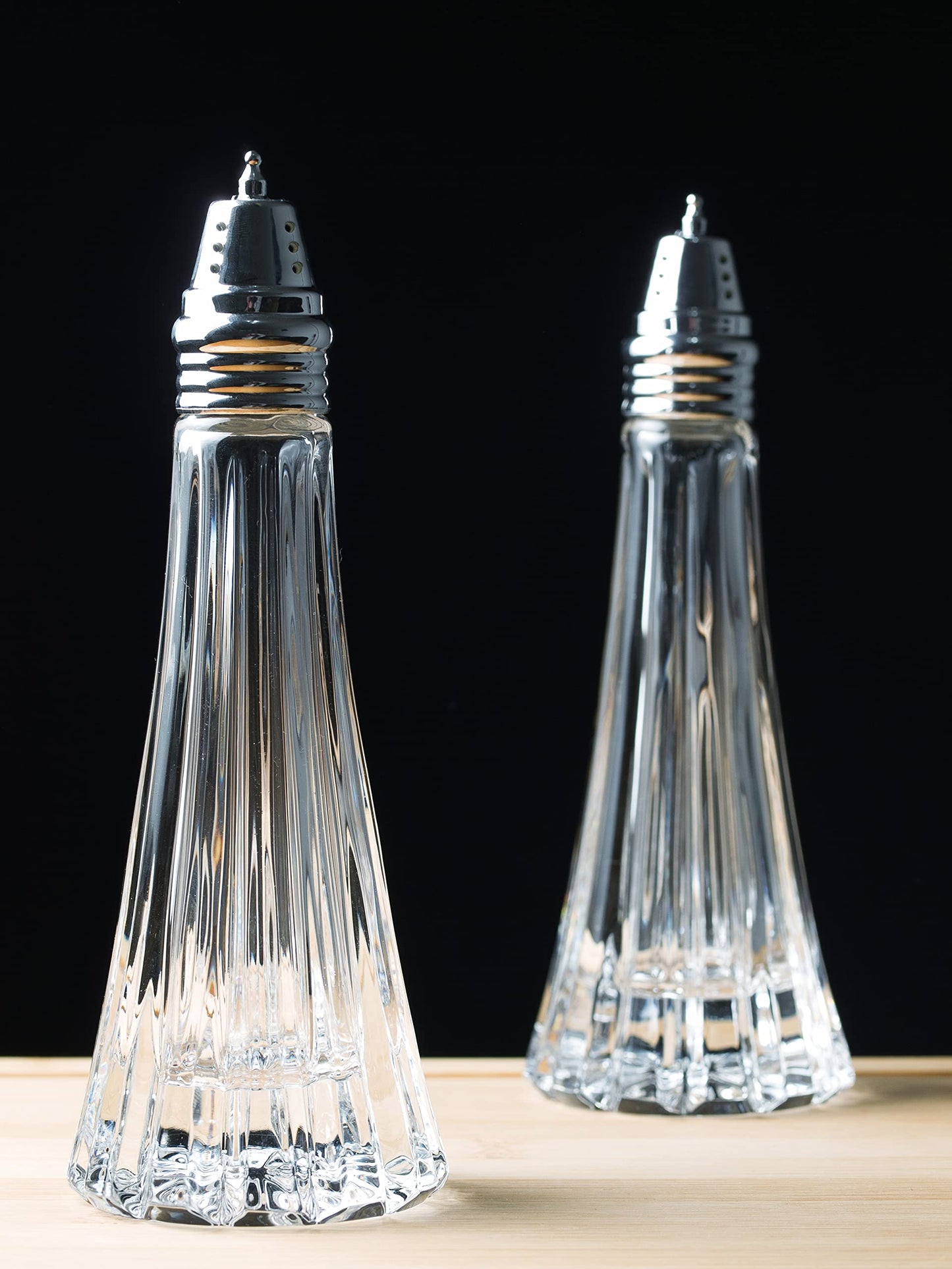 Salt and Pepper Shaker Set - Spice Dispenser Set - Cut Crystal - Large Beautiful Shakers - 7.5" H - Made in Europe - by Barski