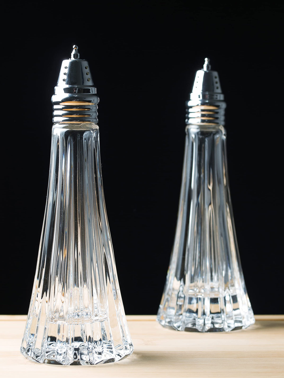 Salt and Pepper Shaker Set - Spice Dispenser Set - Cut Crystal - Large Beautiful Shakers - 7.5" H - Made in Europe - by Barski