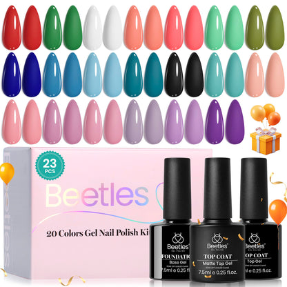 Beetles Halloween Gel Nail Polish - 39 Pcs Jelly Nail Set Glitter Changing Nail Polish Kit Treasure Box Collection with 3Pcs Base Matte and Glossy Top Soak Off Nails