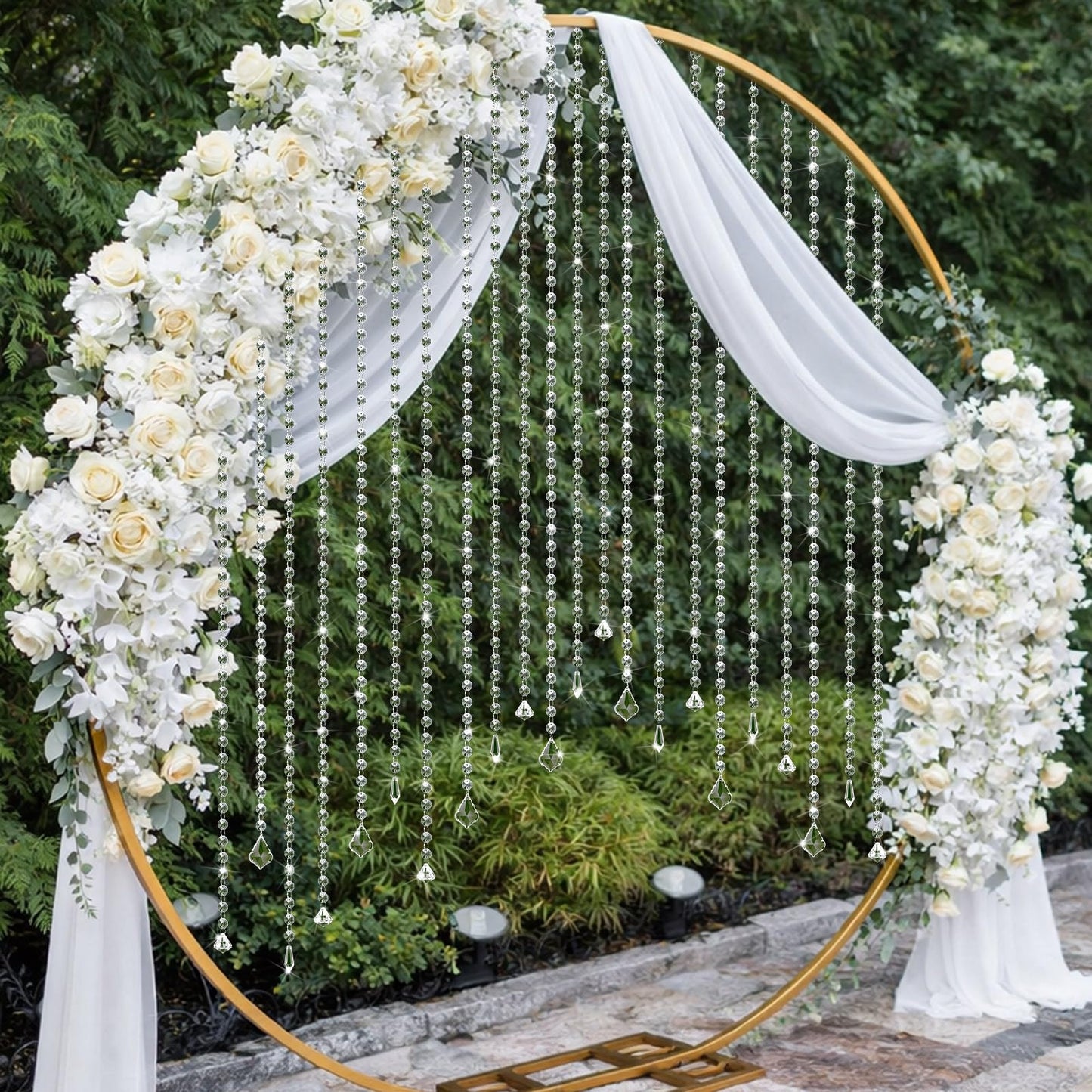 Teyva Daily 24 Pcs 39 Inch Clear Acrylic Crystal Garland Strands Hanging Crystal Strings Decoration Chandelier Beaded Chain Ornament Beaded Garland Curtain for Wedding Party Manzanita Tree Centerpiece