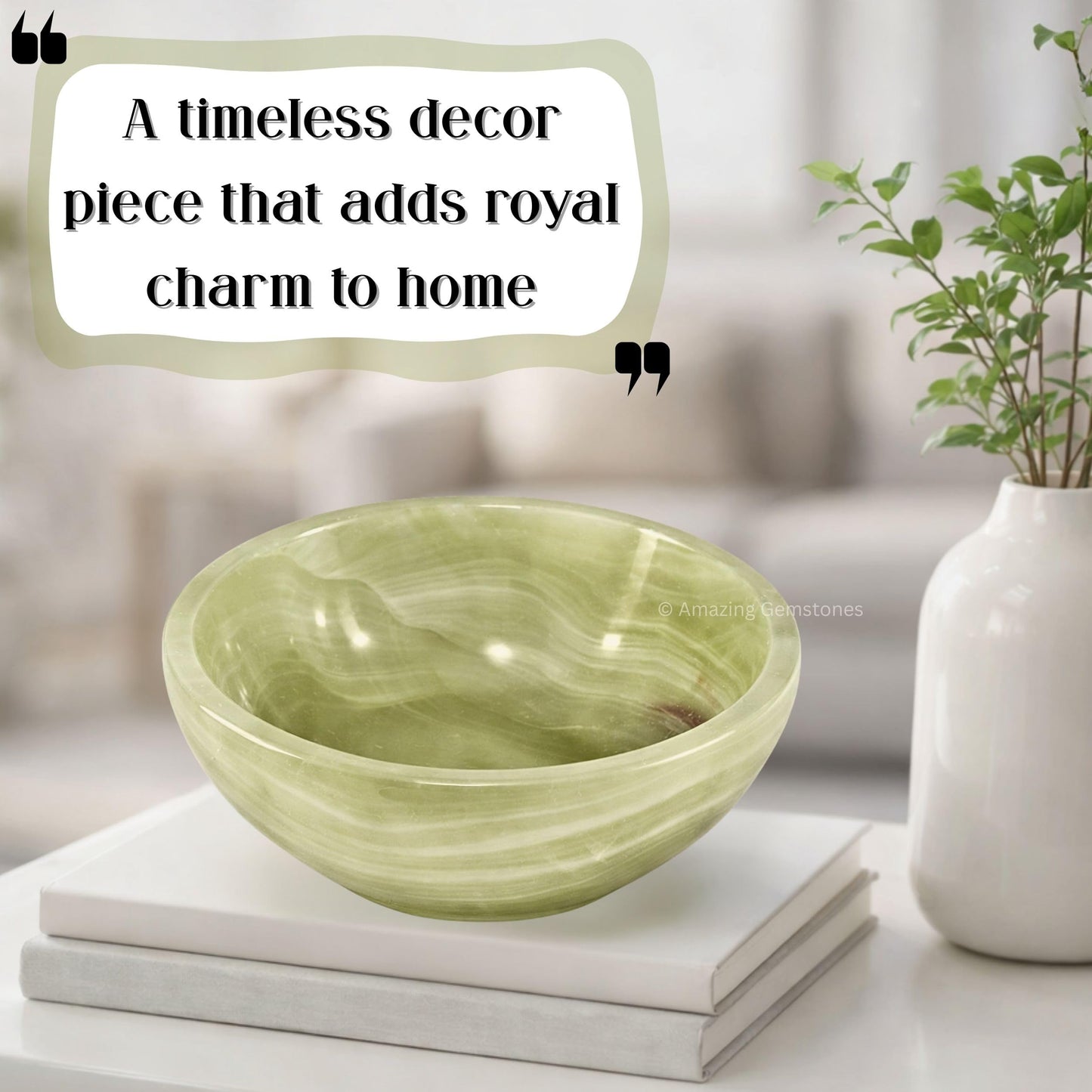 Green Onyx Crystal Bowl - 3 Inch Decorative Bowls for Room and Home Decor - Gemstone Healing Crystals for Elegant Display, Positive Energy Balance and Gift