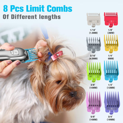 Gooad Dog Clippers for Grooming for Heavy Thick Hair&Coats,Low Noise Dog Hair Trimmer,Rechargeable Cordless Pet Shaver with Stainless Steel Blade, Dog Grooming Kit for Small Large Dogs Pets (Sliver)