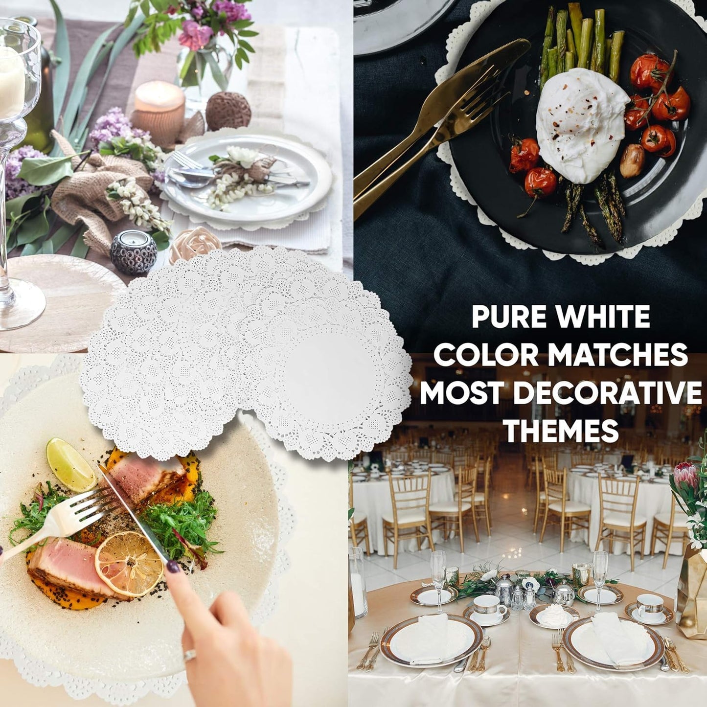 NextClimb Paper Doilies 12 Inch Round - Extra Thick Large Pure White Disposable Placemats Table Topper Cover for Wedding Decor Tea Party Decorations - Lifetime Supply of 4000 Doilies