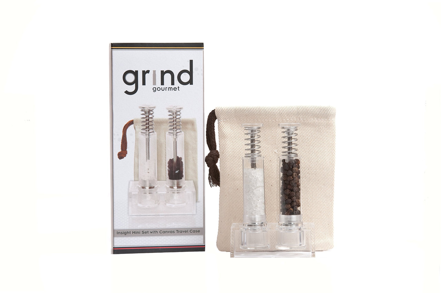 Travel Salt And Pepper Grinder Set, Grind Gourmet Original Pump & Grind Salt and Pepper Push It, Spice Grinder (Clear)