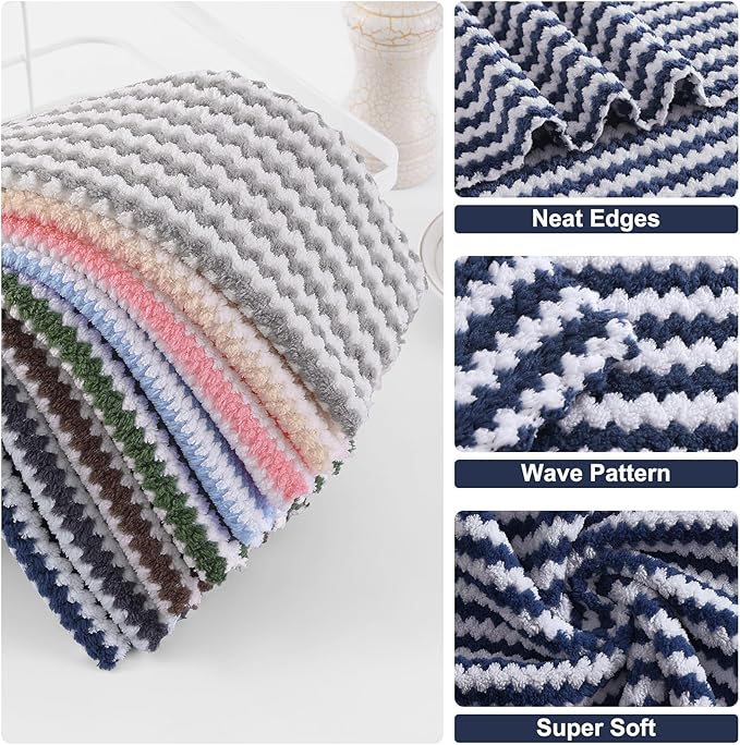 Homaxy Kitchen Towels, Ultra Soft and Absorbent Dish Towels, Reusable Fast