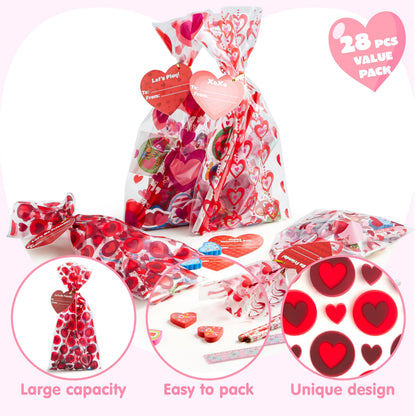 JOYIN 24packs Valentines Day Stationery Gifts, 96pcs Party Favor with Pencil, Erasers, Notebook & Bags for Kids School Classroom Exchange Supplies