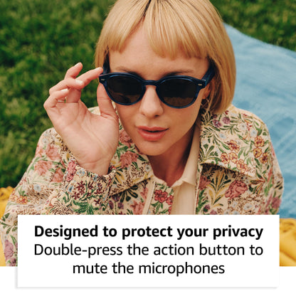 Amazon Echo Frames, an Alexa device (newest model), Smart glasses with Alexa, Modern Rectangle frames in Charcoal Gray with polarized sunglass lenses