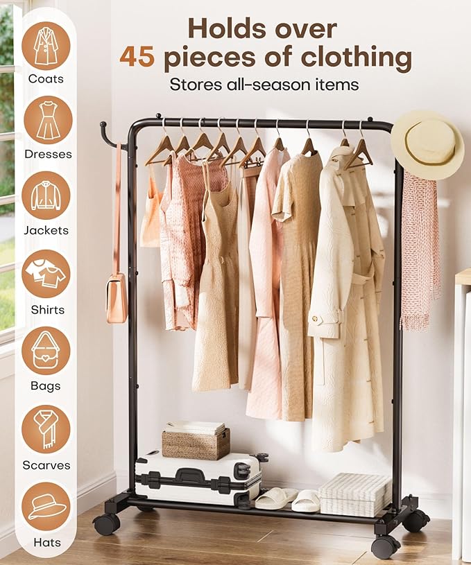 Homde Rolling Clothes Rack
