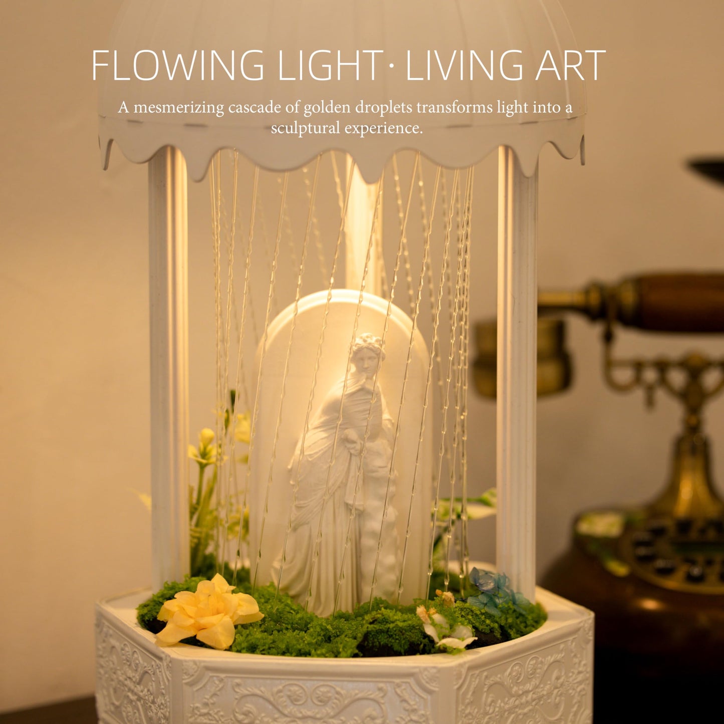 LumiRuiss Eternal Flow | MINI Vintage Rain Oil Lamp & Aroma Diffuser | Kinetic Art Display Stand for Collectibles | Mid-Century Modern Aesthetic Mood Lighting for Home & Studio