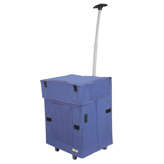 dbest products Bigger Smart Cart, Blue Collapsible Rolling Utility Cart Basket Grocery Shopping Teacher Hobby Craft Art