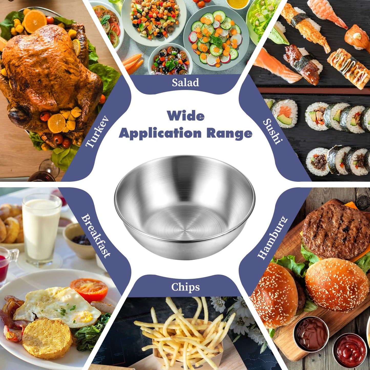 Exclaith 16 Pack Small Stainless Steel Bowl Sauce Dishes 3.5 inch Round Seasoning Dishes Small Sushi Dipping Bowls for Prep Appetizer Plates Set for Kitchen, Reusable and Dishwasher Safe