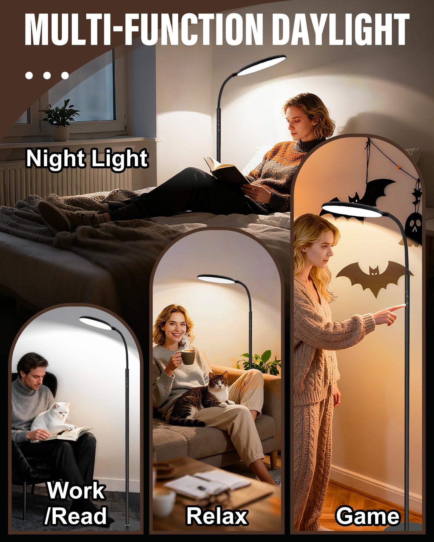 LanAqua Light Therapy Lamp, 11000 Lux UV-Free Happy Therapy Lamp with Touch & Remote Control, Full Spectrum Sunlight Lamp with 10 Brightness & 3 Color Temperatures, Light Therapy Floor Lamp with Timer