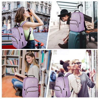 MATEIN Laptop Backpack for Women, School Backpack Bag 15.6 Inch Lightweight for Travel Work With USB Charging Port Waterproof, Anti theft Rucksack Girls Ladies for University College Large, Purple