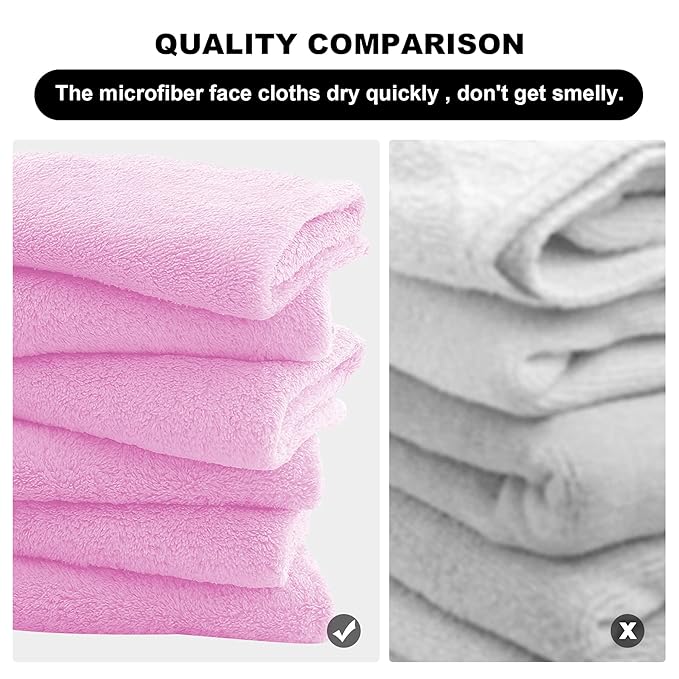 MOONQUEEN Microfiber Facial Cloths Fast Drying Washcloth 12 Pack