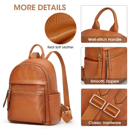Kattee Women Real Leather Backpack Anti-Theft Rucksack Fashion Shoulder Bag Purse Fits 11inches Tablet