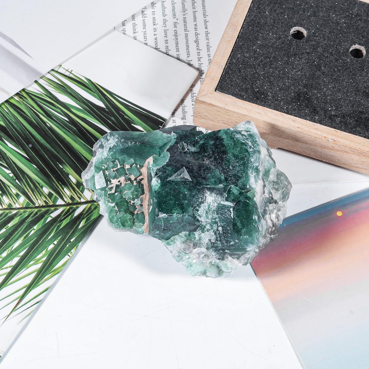 SUNYIK Irregular Fluorite Crystal Cluster Specimen Raw Rough Mineral Quartz Decor for Home Office Healing Anxiety, 45-135mm