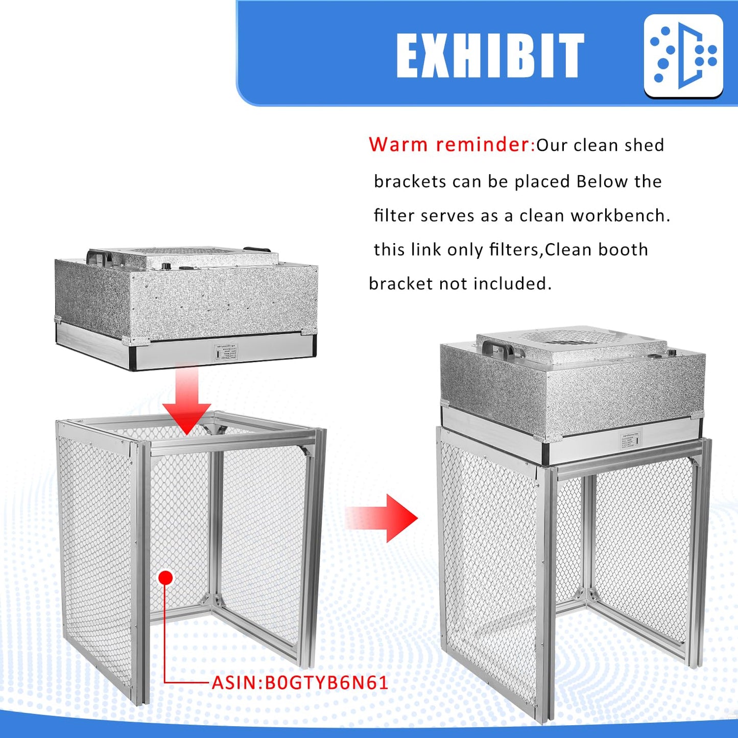 JJFFTAO FFU HEPA H14-Filter Laminar Flow Hood Updated FanFilter Unit（Include HEPA Filter）100/ISO Class 5 Cleanroom/Laboratory/Cleanroom/Mushroom Room, Laminar Air Flow Hood(22.6"x22.6"110V)