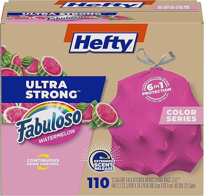 Hefty Ultra Strong 13 Gallon Trash Bags, Tall Kitchen Trash Bags 13 Gallon Size