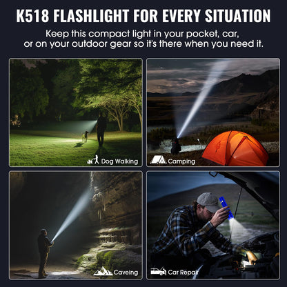 Banral Rechargeable Tactical Flashlights, High Lumens Small Mini USB-C LED Flashlight, Compact EDC Flash Light, 4 Modes&Memory Function, Waterproof Pocket Lights for Home,Camping,Emergency (1, Blue)