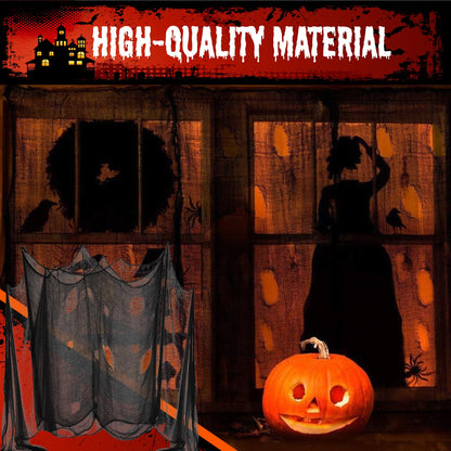 (48 x 240 in.) Halloween Creepy Cloth, DealKits Spooky Giant Cheese Cloth Tapestry for Halloween Party Supplies Decorations Outdoor Yard Home Wall Decor, Black