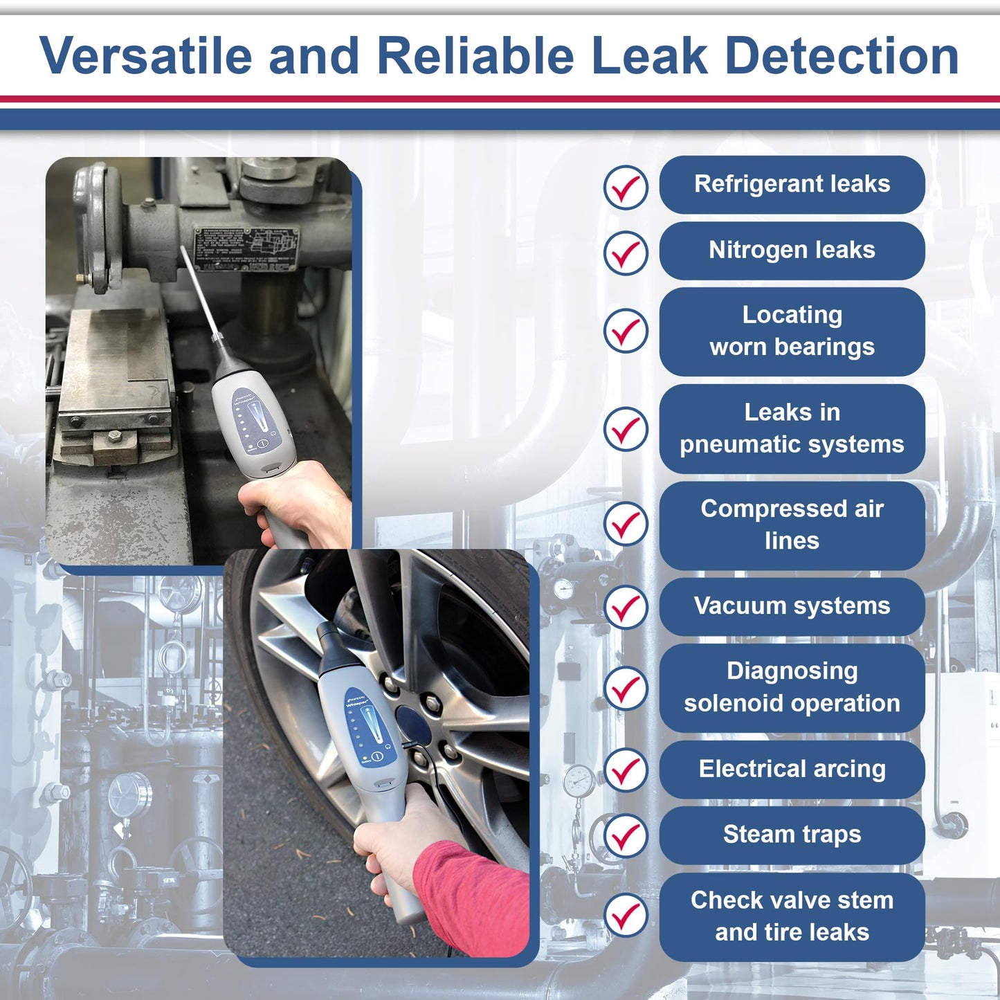 INFICON Whisper with Accessory Kit, Enhanced Ultrasonic Leak Detector, 711-203-G1,Off-White