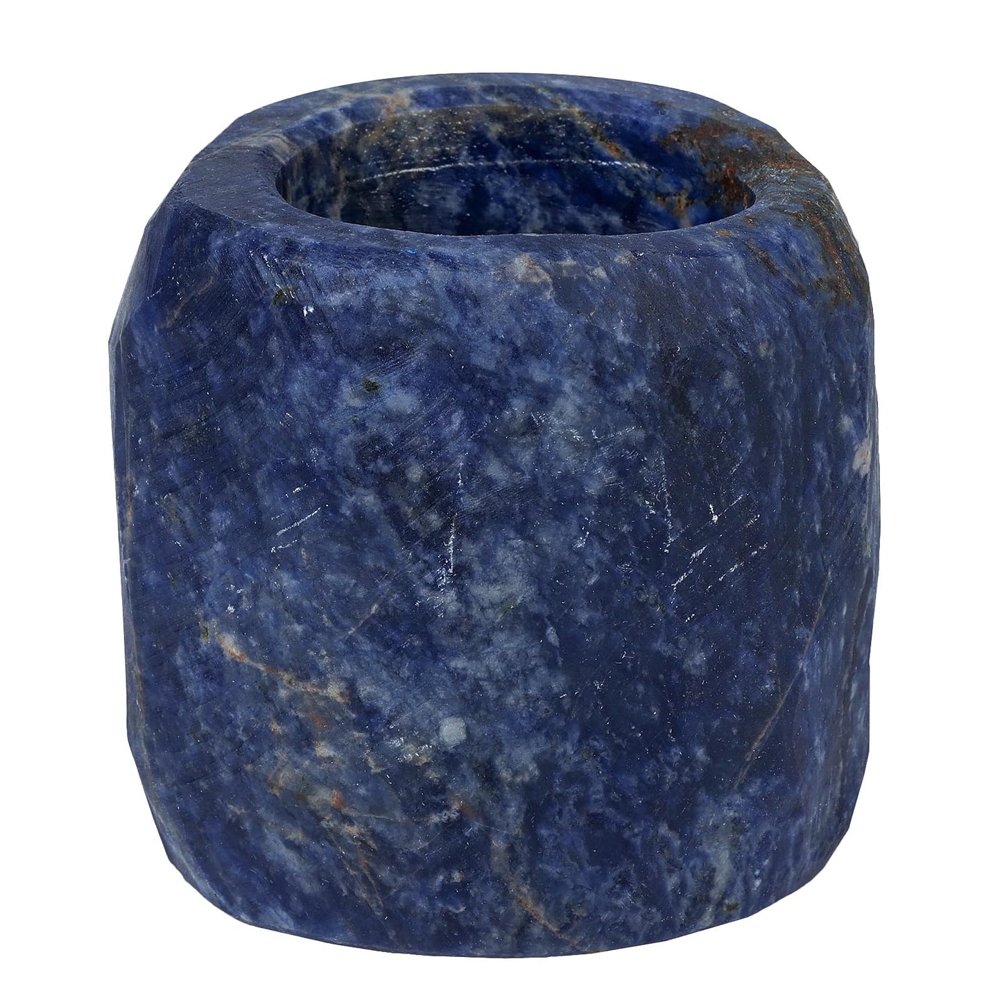 rockcloud Natural Raw Blue Sodalite Taper Tea Light Candle Holder Air Plant Holder Healing Stone Home Decoration Figurine