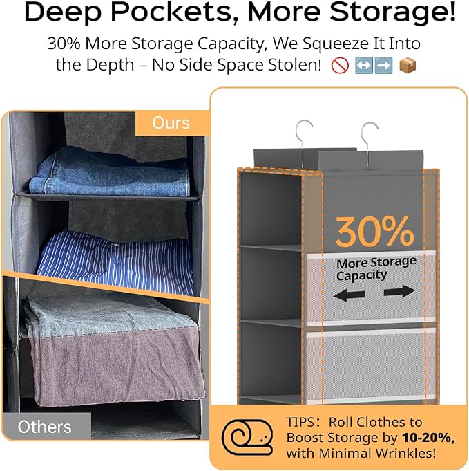 Extra Deep Hanging Closet Organizer