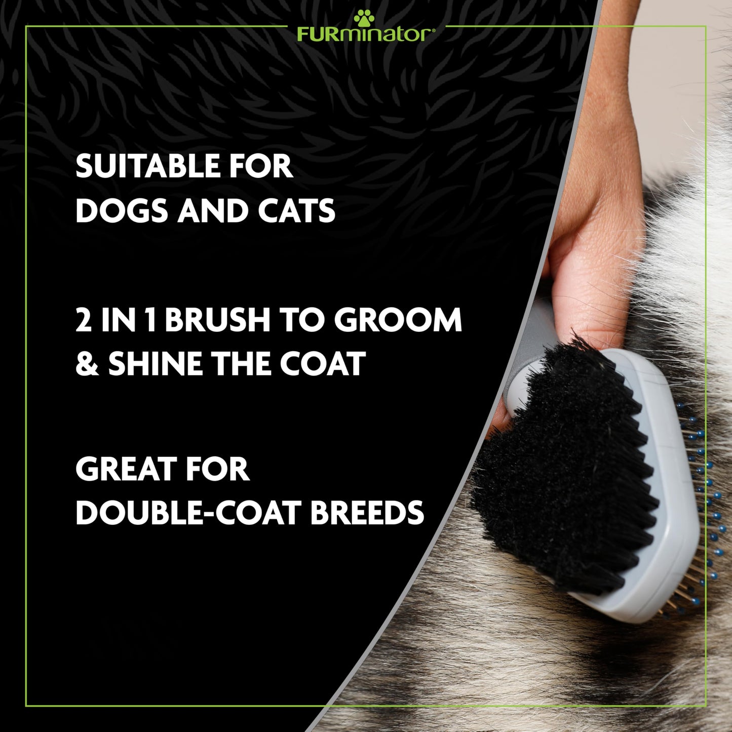FURminator Dual Grooming Brush for Cats and Dogs