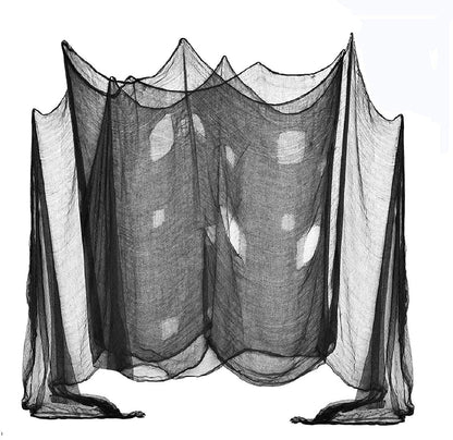 Linkbro (48 x 240 in.) Halloween Creepy Cloth, Spooky Giant Cheese Cloth Tapestry for Halloween Party Supplies Decorations Outdoor Yard Home Wall Decor, Black