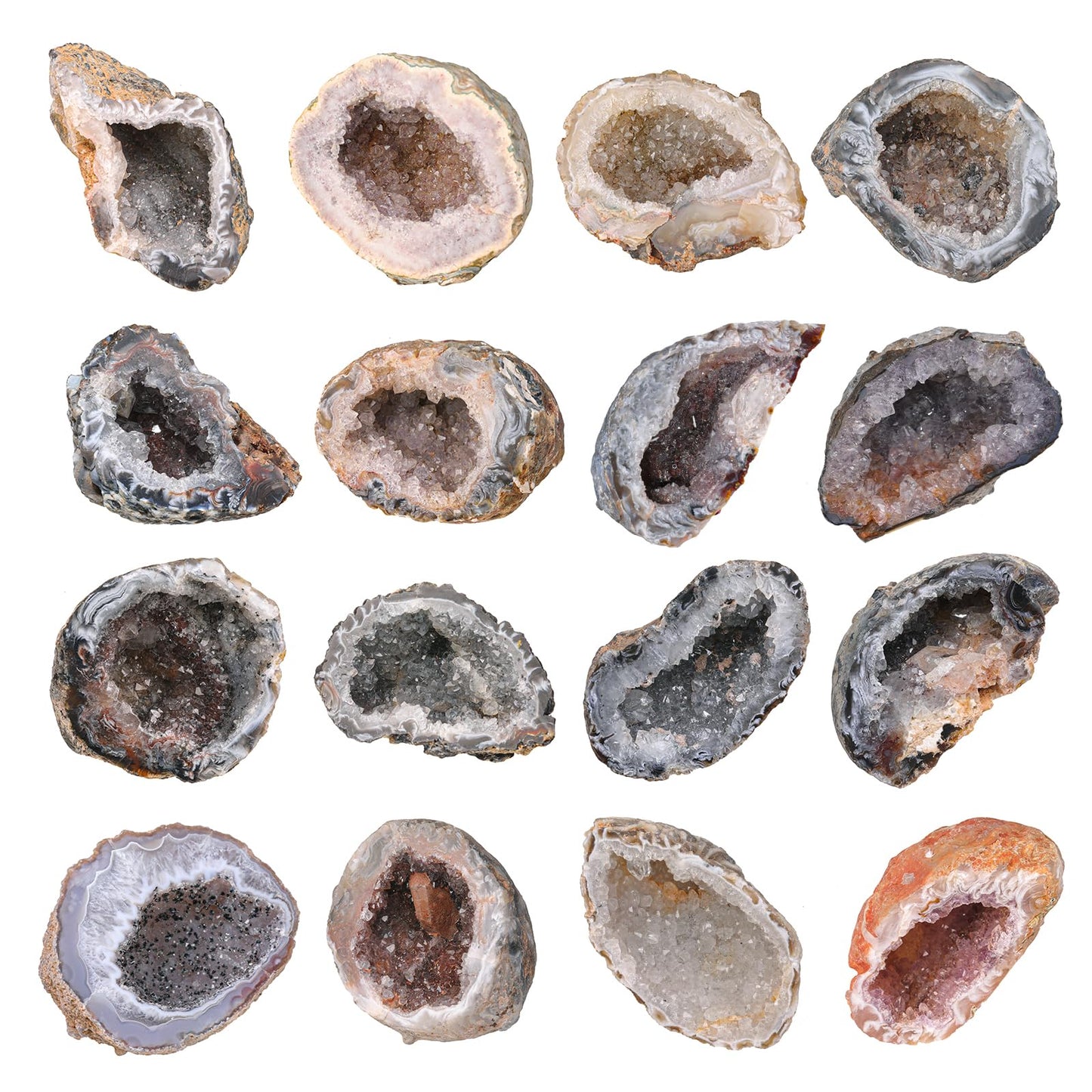 SUNYIK Natural Agate Druzy Geode Cluster Irregular Collectible Mineral Stone Specimen for Decor Figurine Feng Shui(0.1-0.3lb)