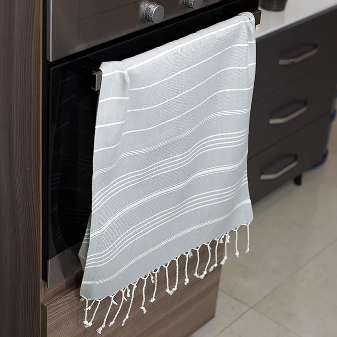 Clotho 4 Pack Silver Gray Turkish Hand Towels